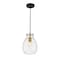 Z-Lite Bella 1 Light Mini Pendant, Matte Black & Olde Brass & Clear 476MP-MB-OBR - alternate 6